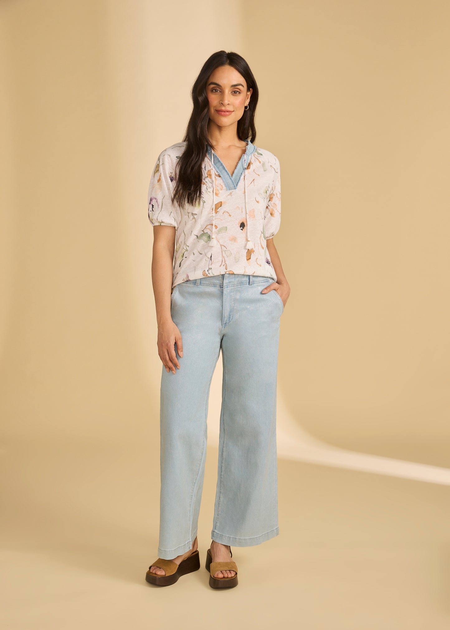 3/4 Sleeve Embellished Top, Delicate
