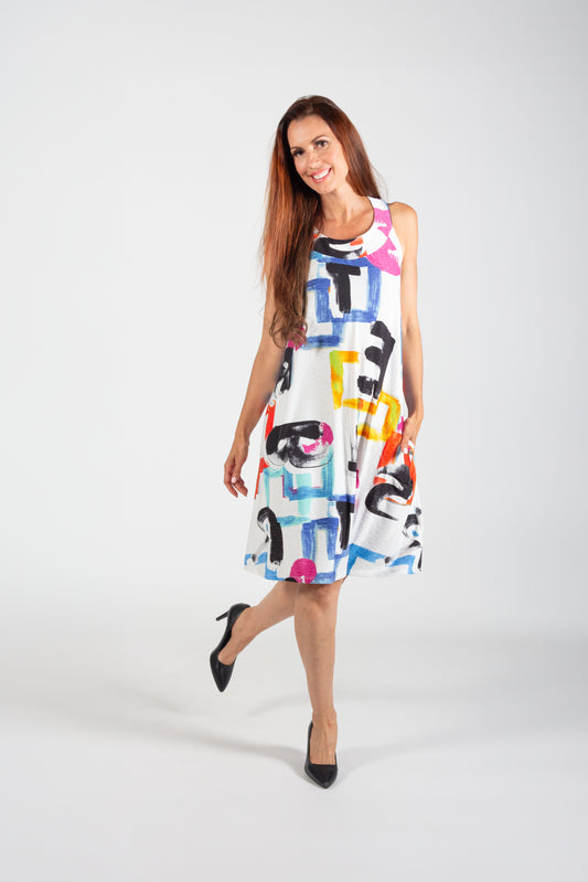 A-Line Multi Print Dress