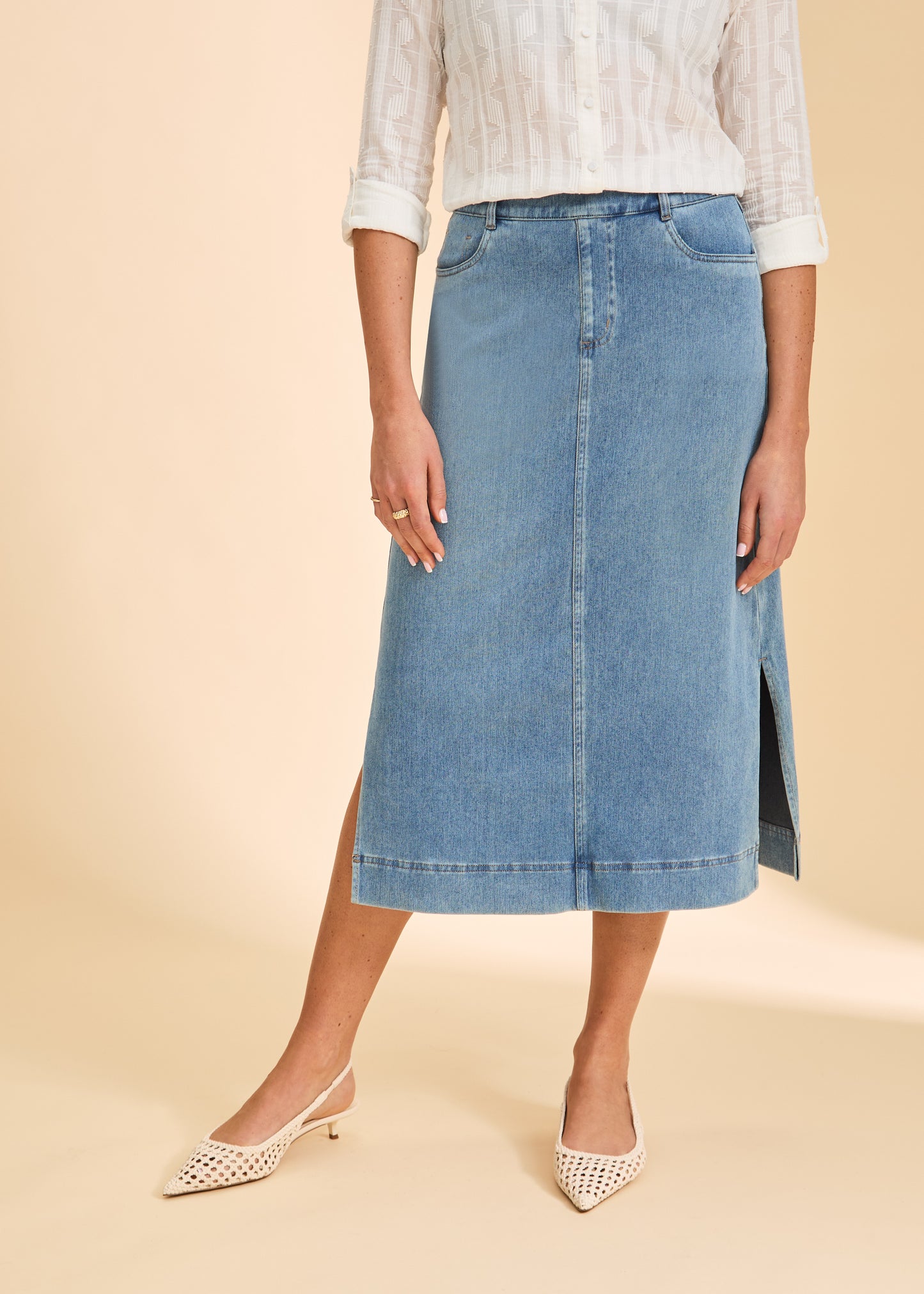 Pull On Denim Skirt