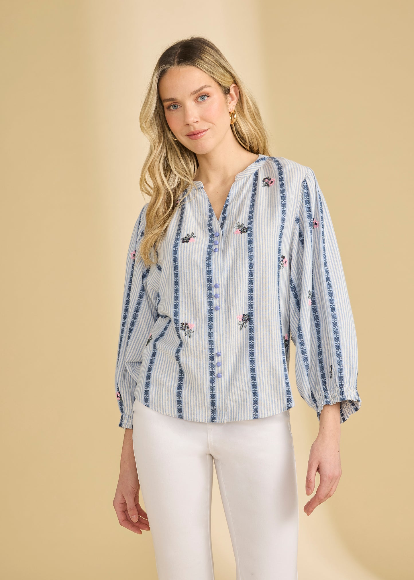 Beaded Shirt, Spritz Stripes