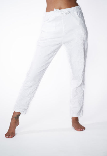 Flower Embroidery Pants