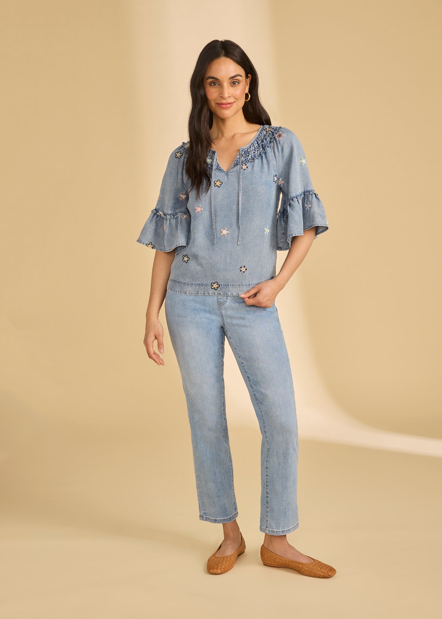 Ruffle Denim Top