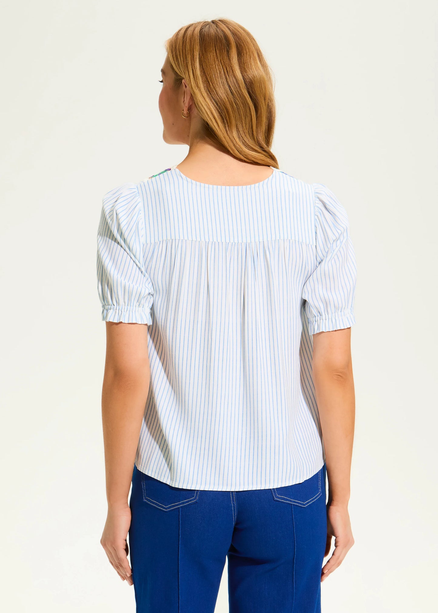 V-Neck Crochet Trim Blouse