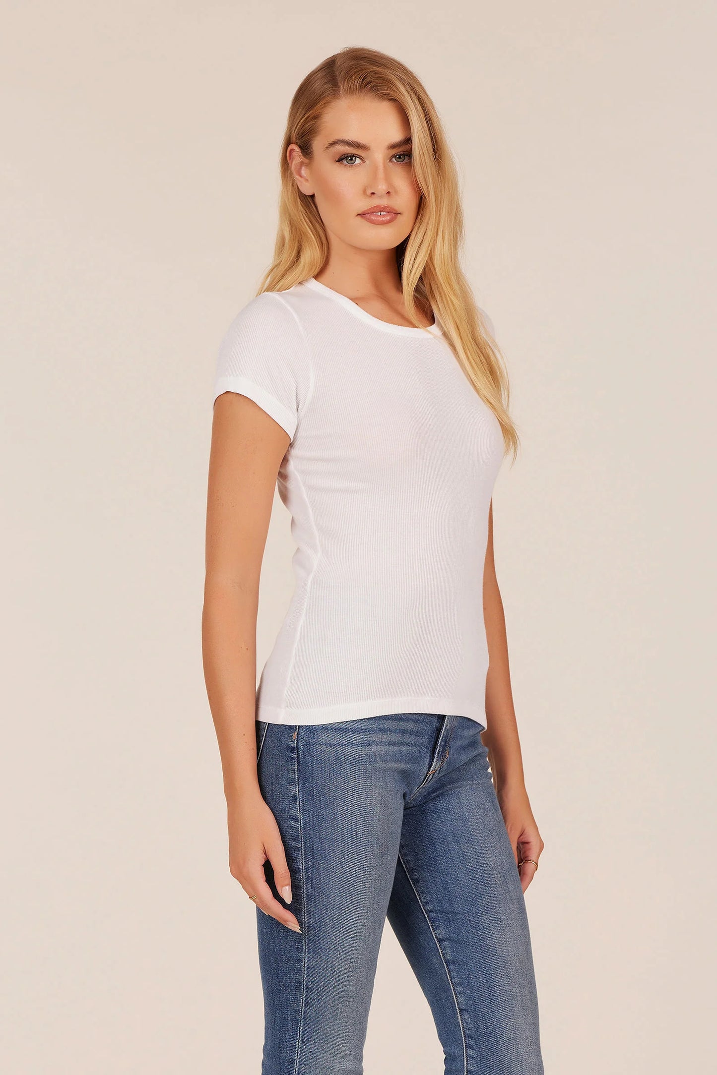 Ribbed Crew Neck Short Sleeve