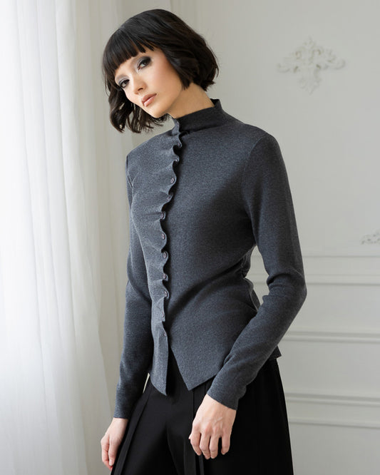 Ruffle Front Sweater