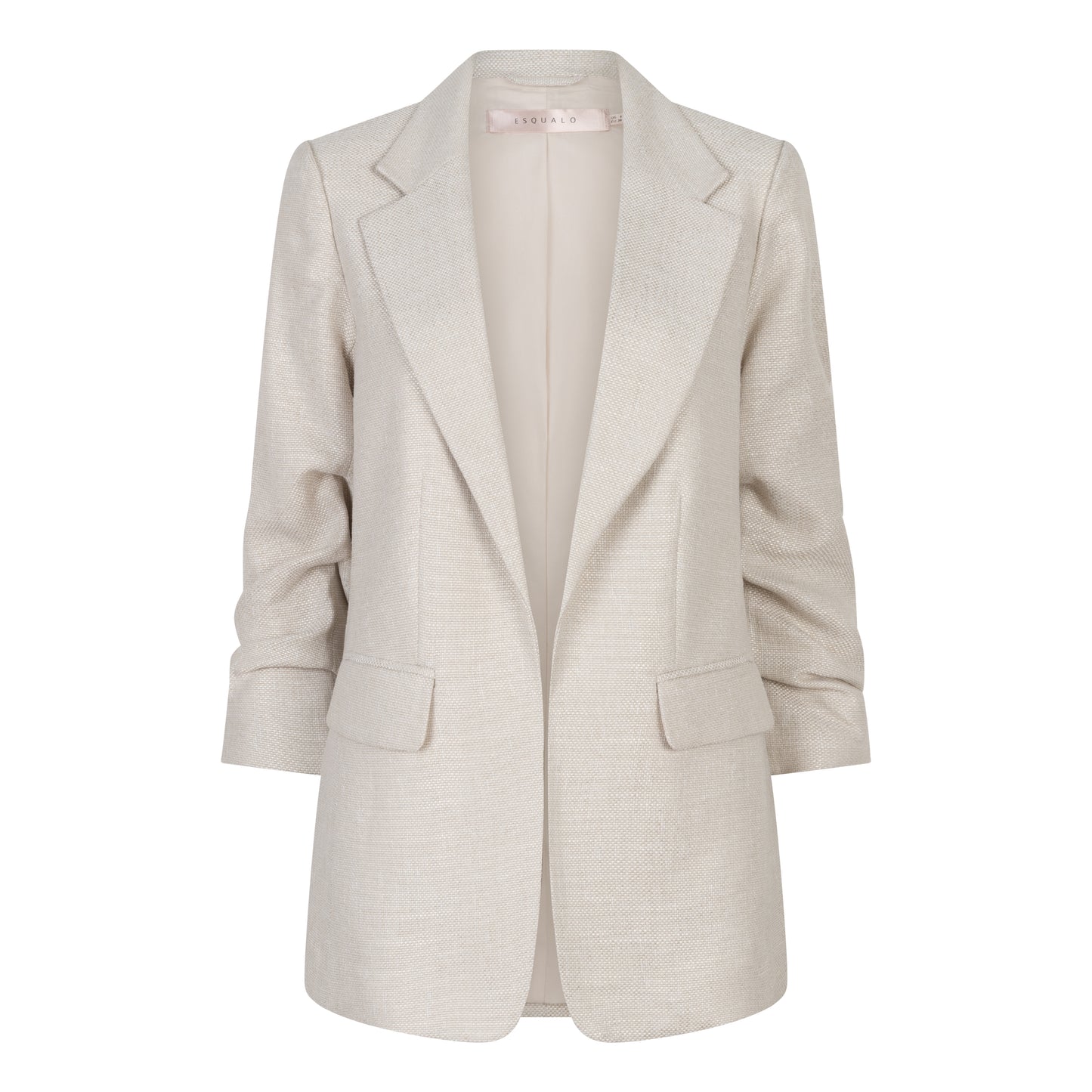 Linen Blazer with Rouched Sleeve