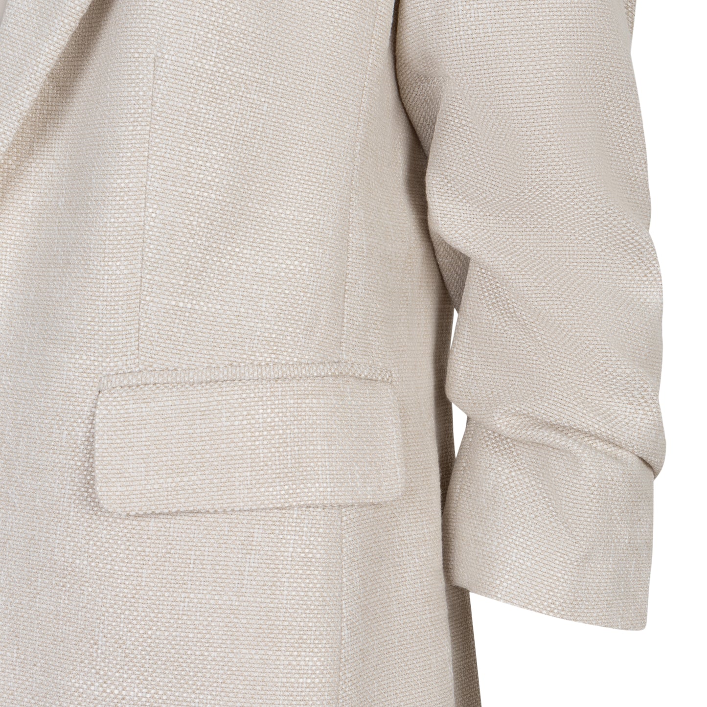 Linen Blazer with Rouched Sleeve