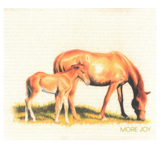 Baby Horse With Mom Dish Cloth