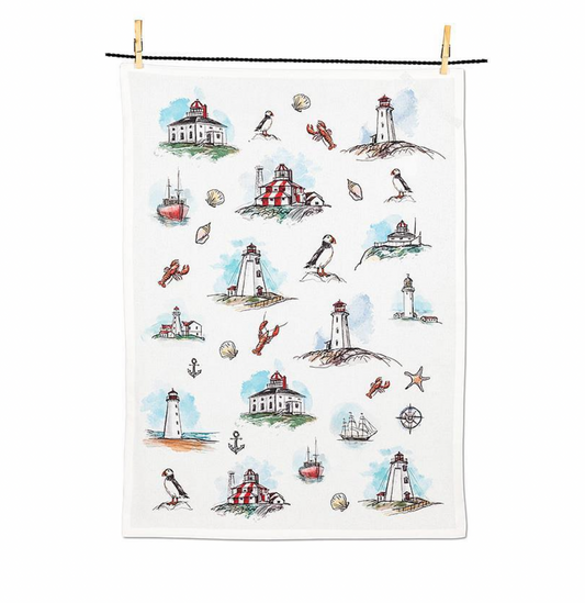 Lighthouse & Coastal Icons Kitchen Towel