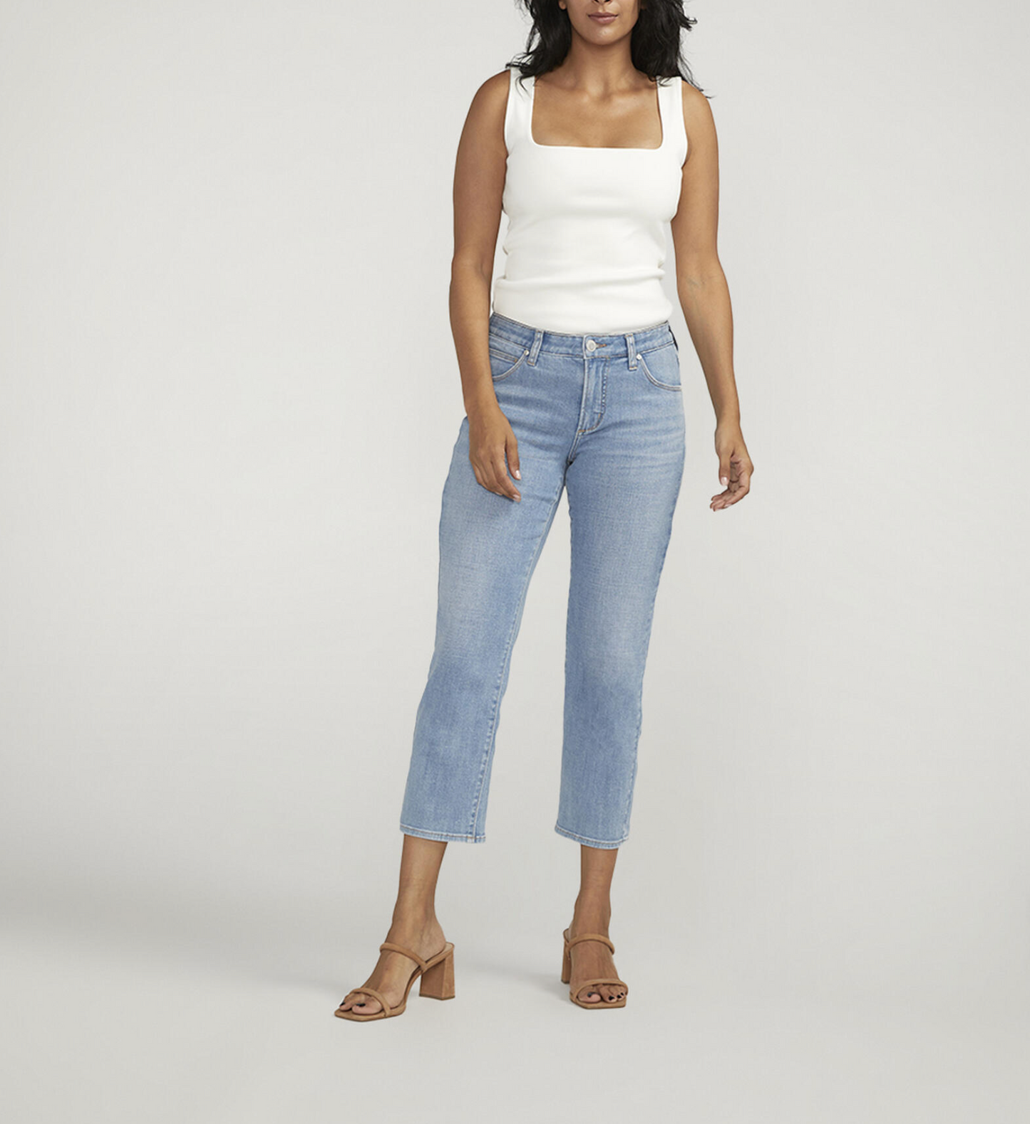 Ruby Mid Rise Straight Cropped Jeans