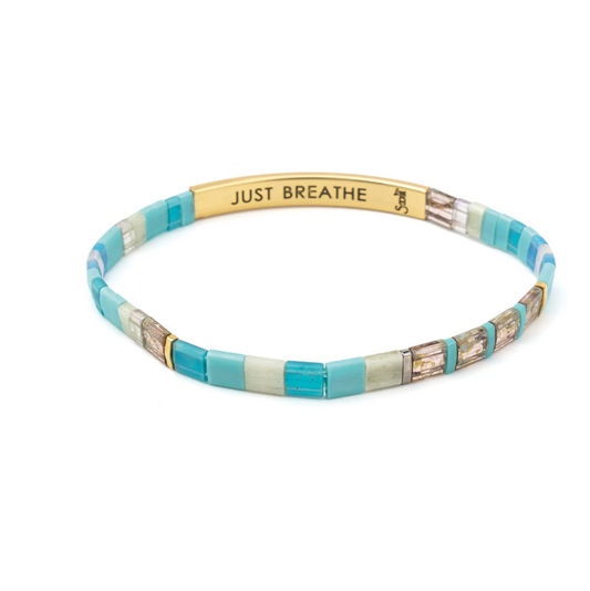 Good Karma Miyuki Bracelet | Just Breathe - Tonal Turquoise/Gold