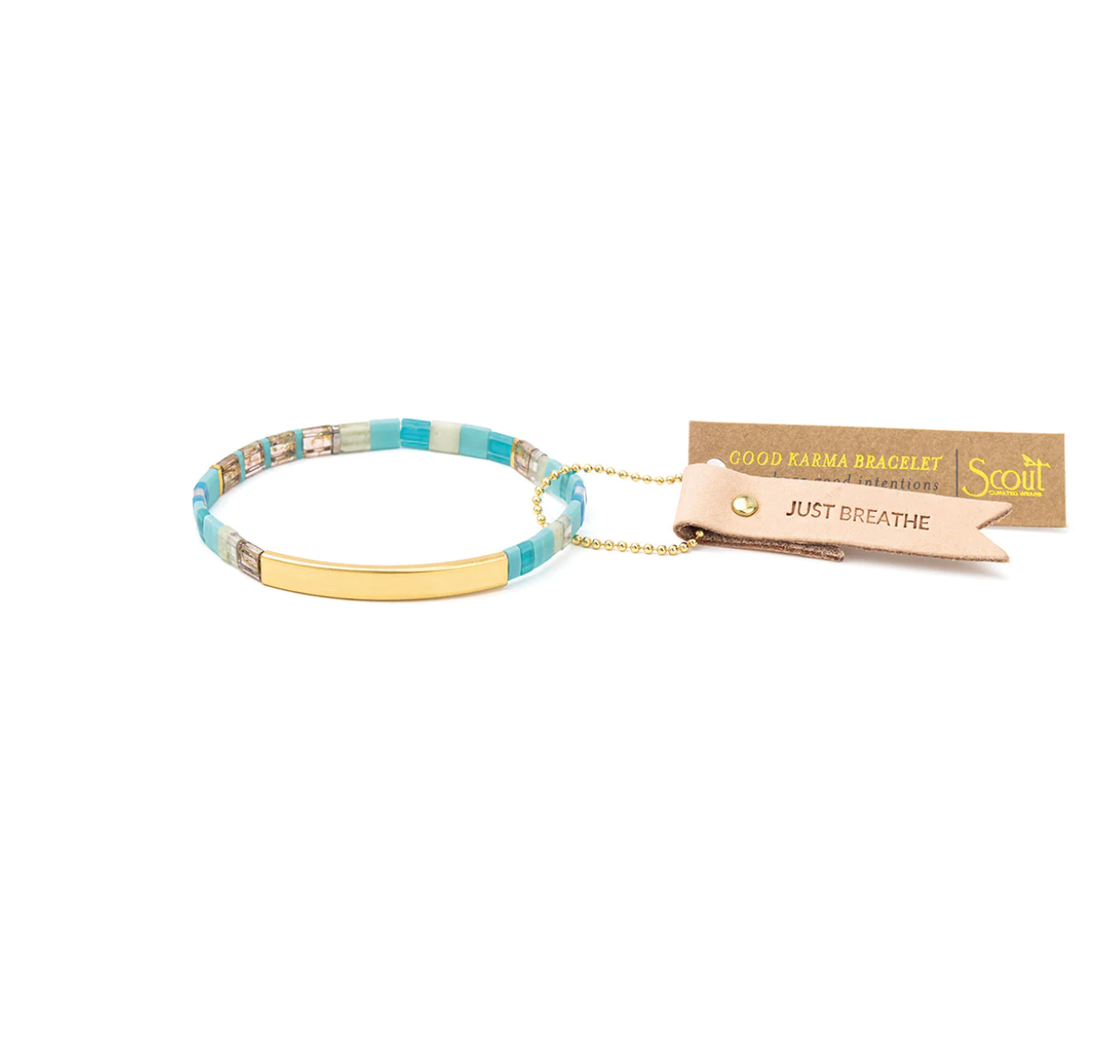 Good Karma Miyuki Bracelet | Just Breathe - Tonal Turquoise/Gold