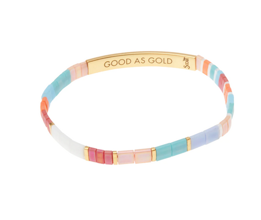 Good Karma Miyuki Bracelet | Good As Gold - Aqua Multi/Gold