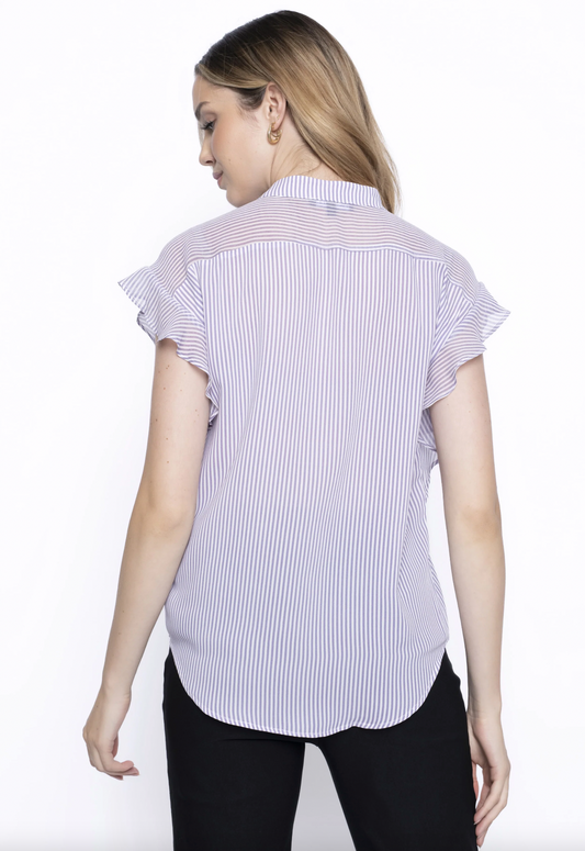 Ruffle Button-Front Blouse