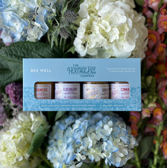 BEE WELL Gourmet Honey Gift Set & Gold Honey Spoon