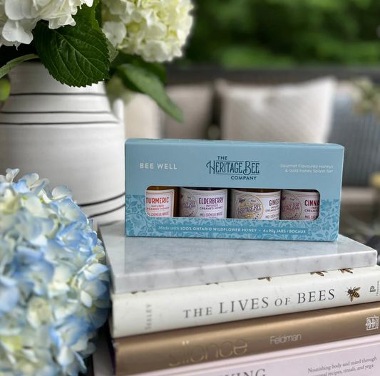 BEE WELL Gourmet Honey Gift Set & Gold Honey Spoon