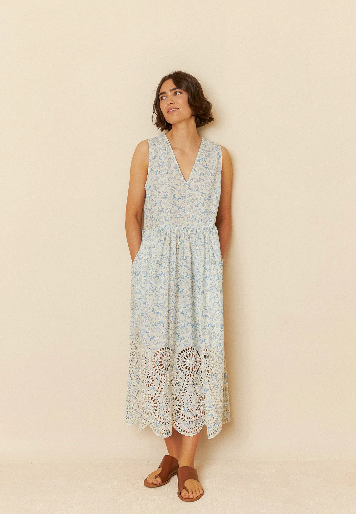 Eyelet Sleeveless Dress