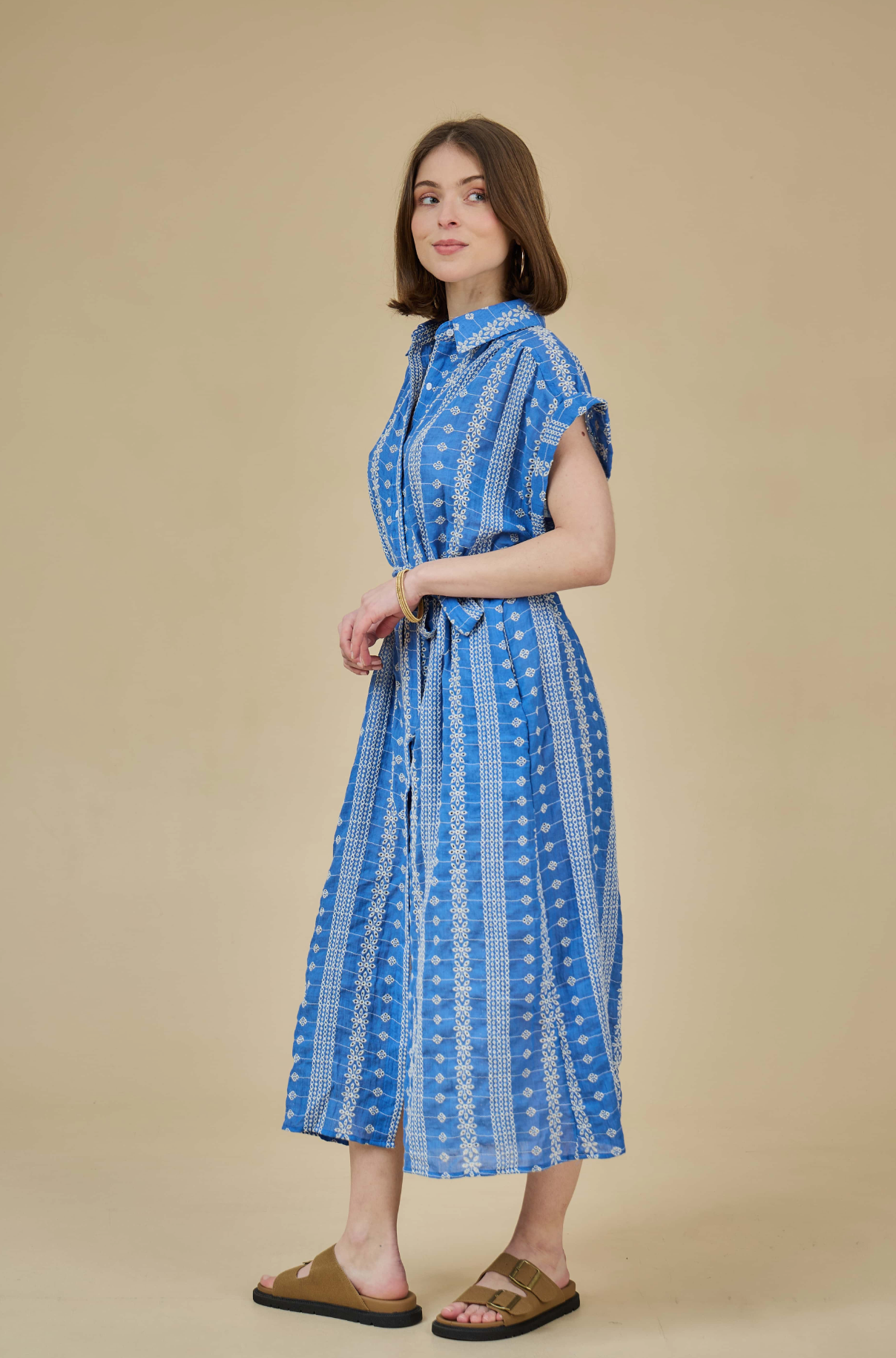 Embroidered Shirt Dress