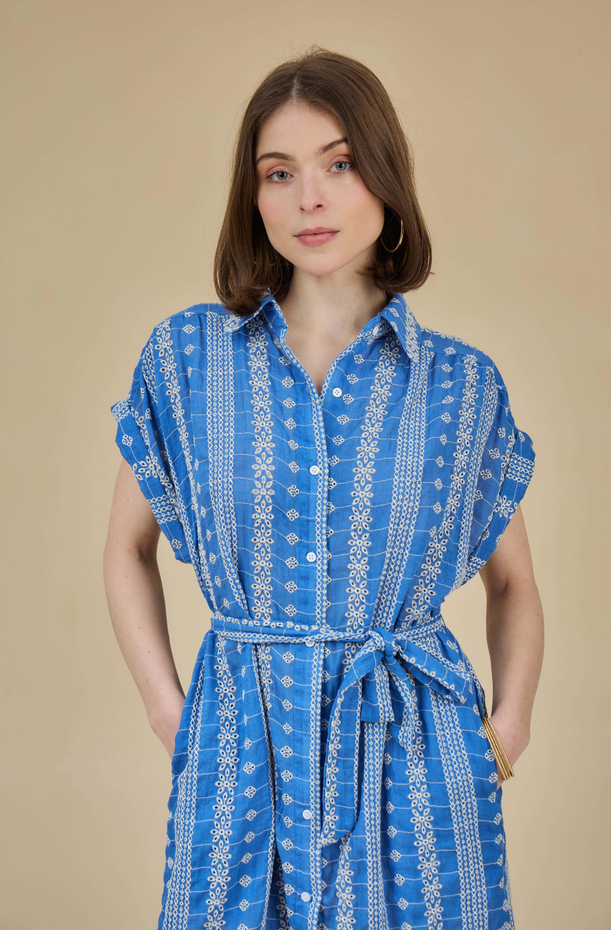 Embroidered Shirt Dress