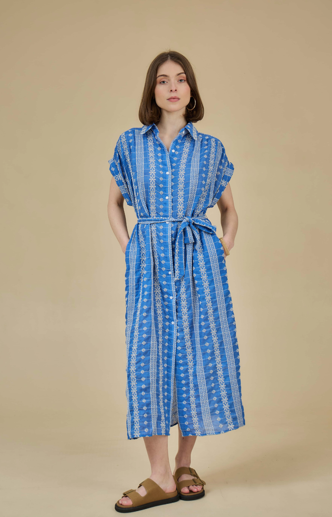 Embroidered Shirt Dress