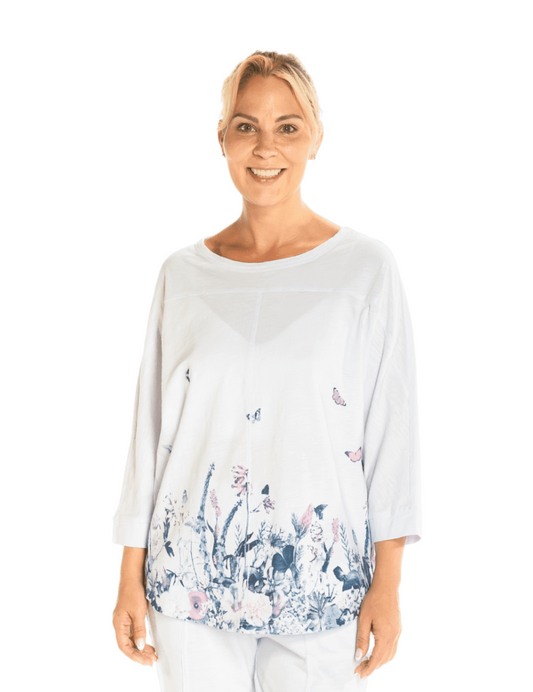 Floral Printed Dolman Sleeve 1507