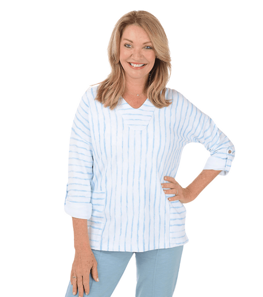 Long Sleeve Geo Stripe Hoodie