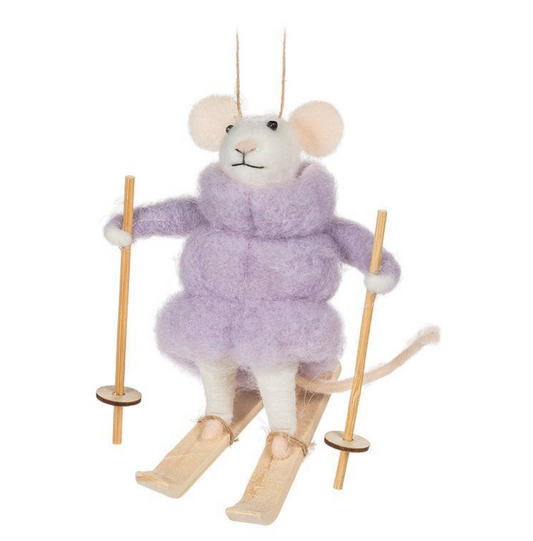 Skiing Mouse In Puffy Parka Ornament