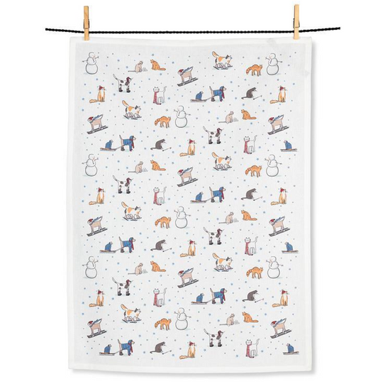 Winter Sports Cats Kitchen Towel