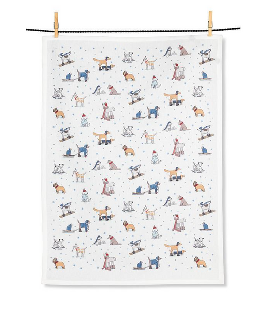 Winter Sports Dogs Kitchen Towel