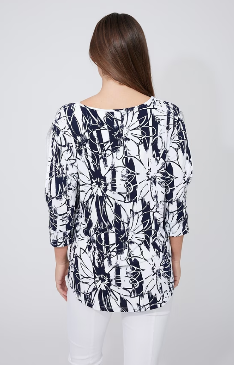 Navy Floral Top