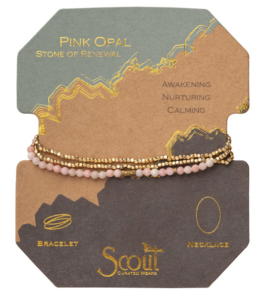 Delicate Stone Bracelet/Necklace - Pink Opal