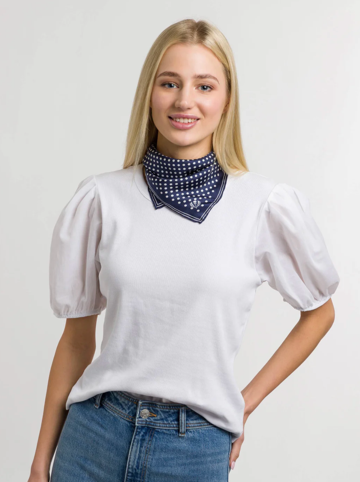 Navy Dot Neckerchief Scarf
