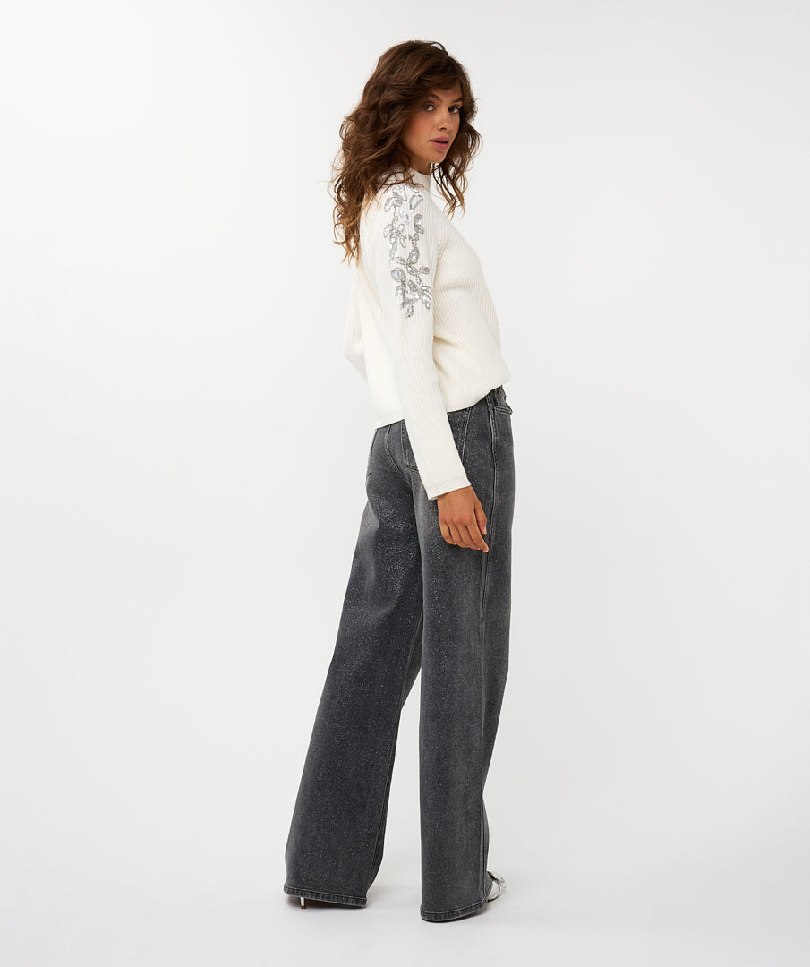 Ribbed Sweater with Sequins