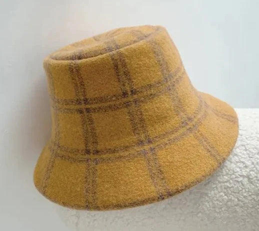 Yellow plaid top bucket hat